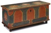 Painted and grain painted dower chest pennsylvania, early 19th century
