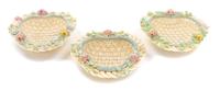 Three Belleek Four Strand Erne Baskets Width 6 1/2 inches.
