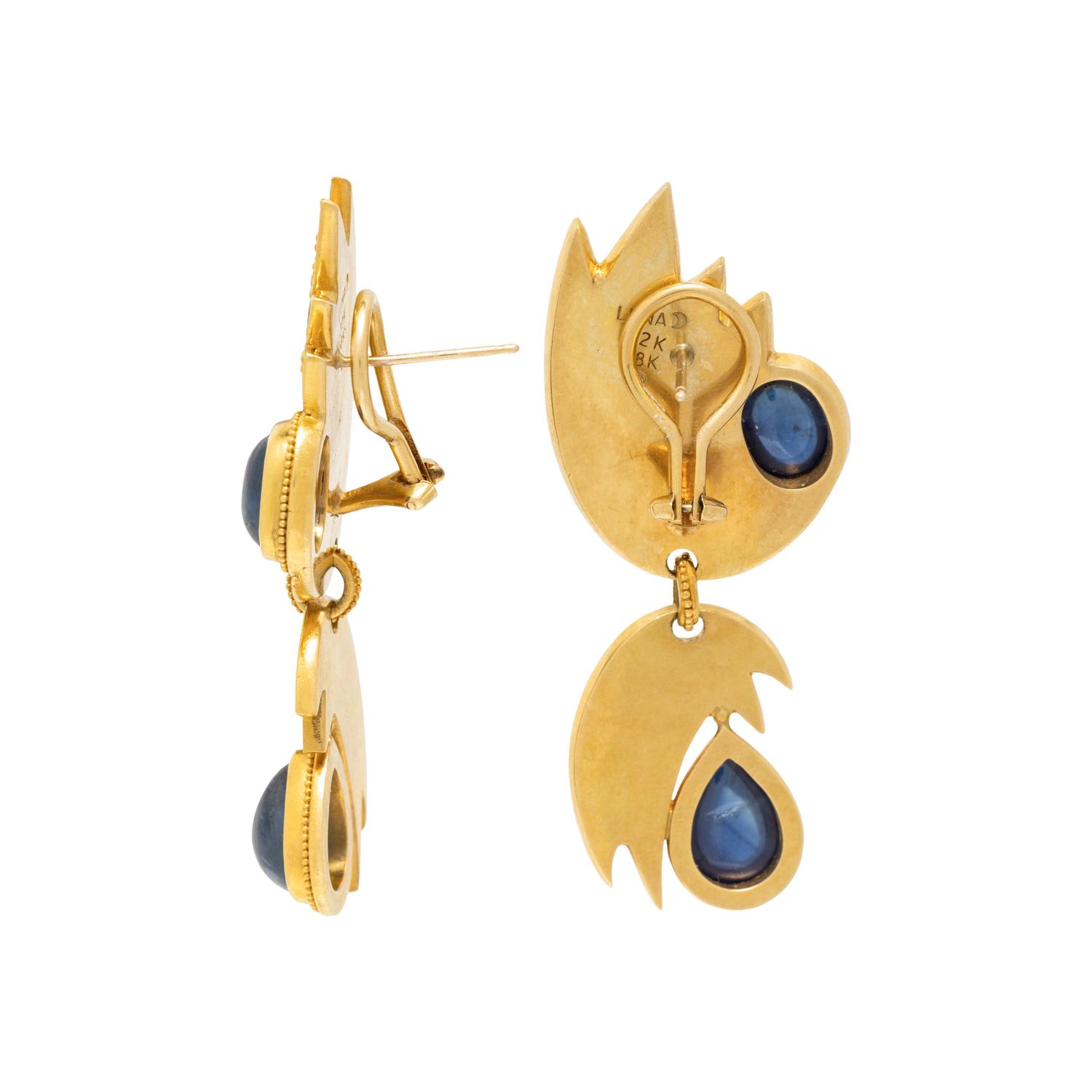 LUNA FELIX, SAPPHIRE AND YELLOW GOLD EARRINGS