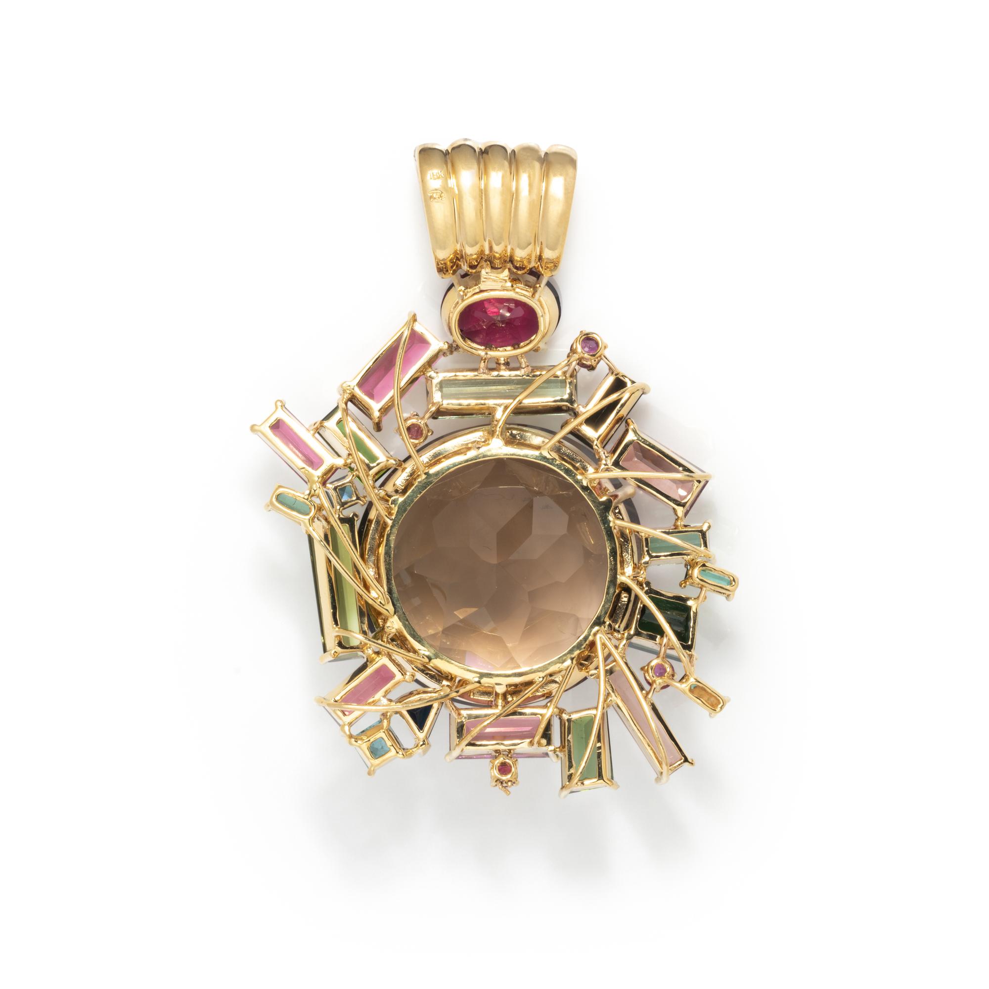 MULTIGEM AND DIAMOND PENDANT
