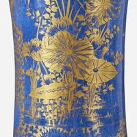 A large Chinese powder blue and gilt porcelain “Phoenix-tail” vase Kangxi period