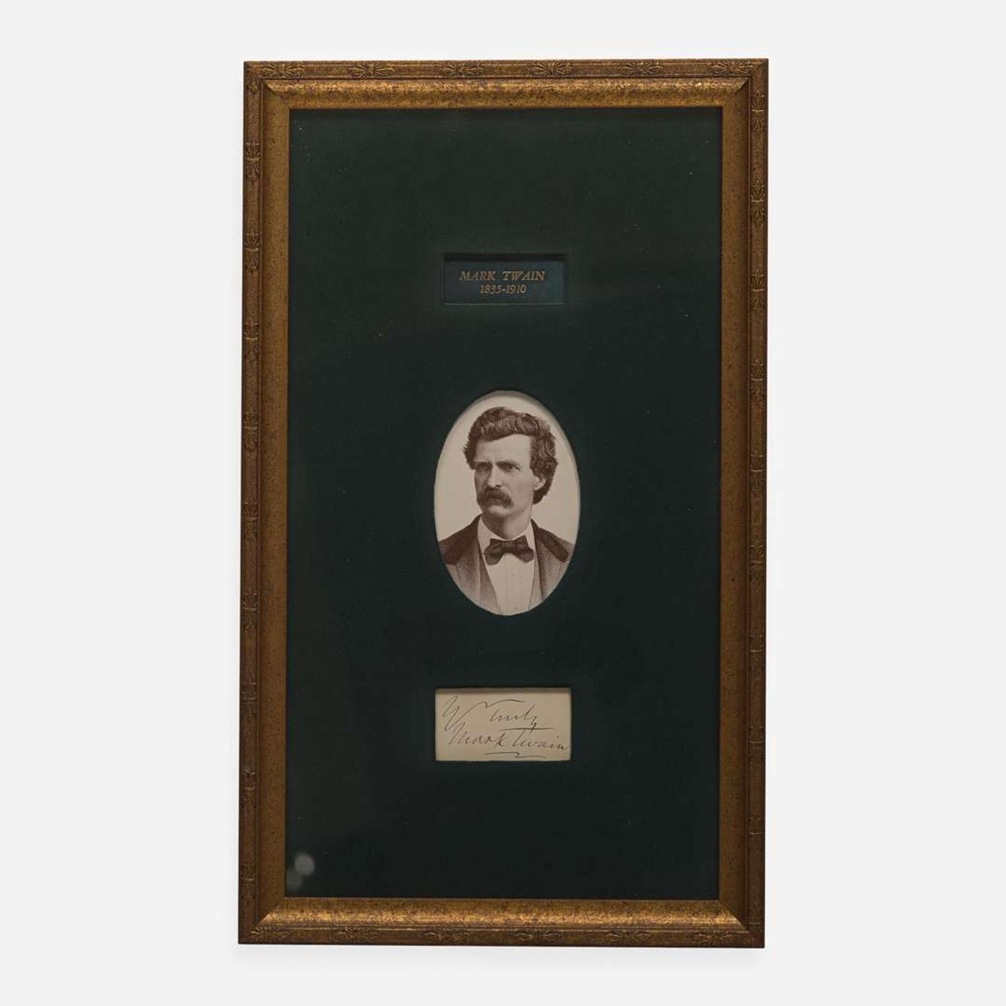 [Literature] Twain, Mark (Samuel L. Clemens) Cut Inscription