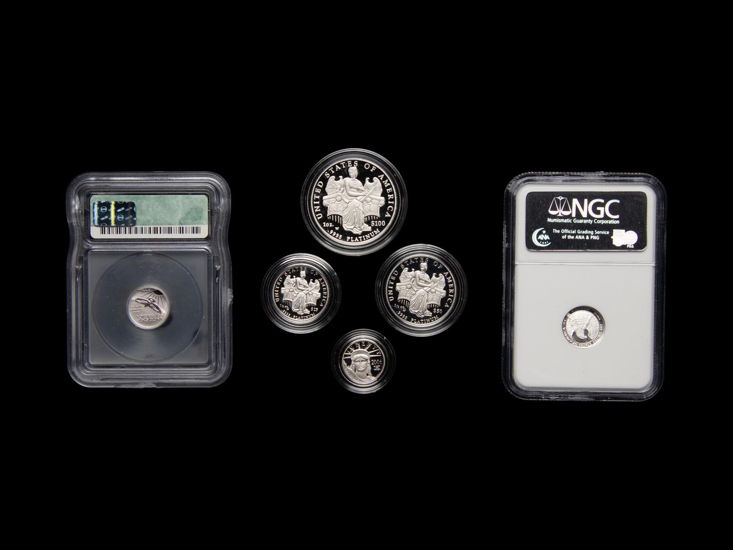 A Group of Six Platinum Eagle Proof and Mint Coins