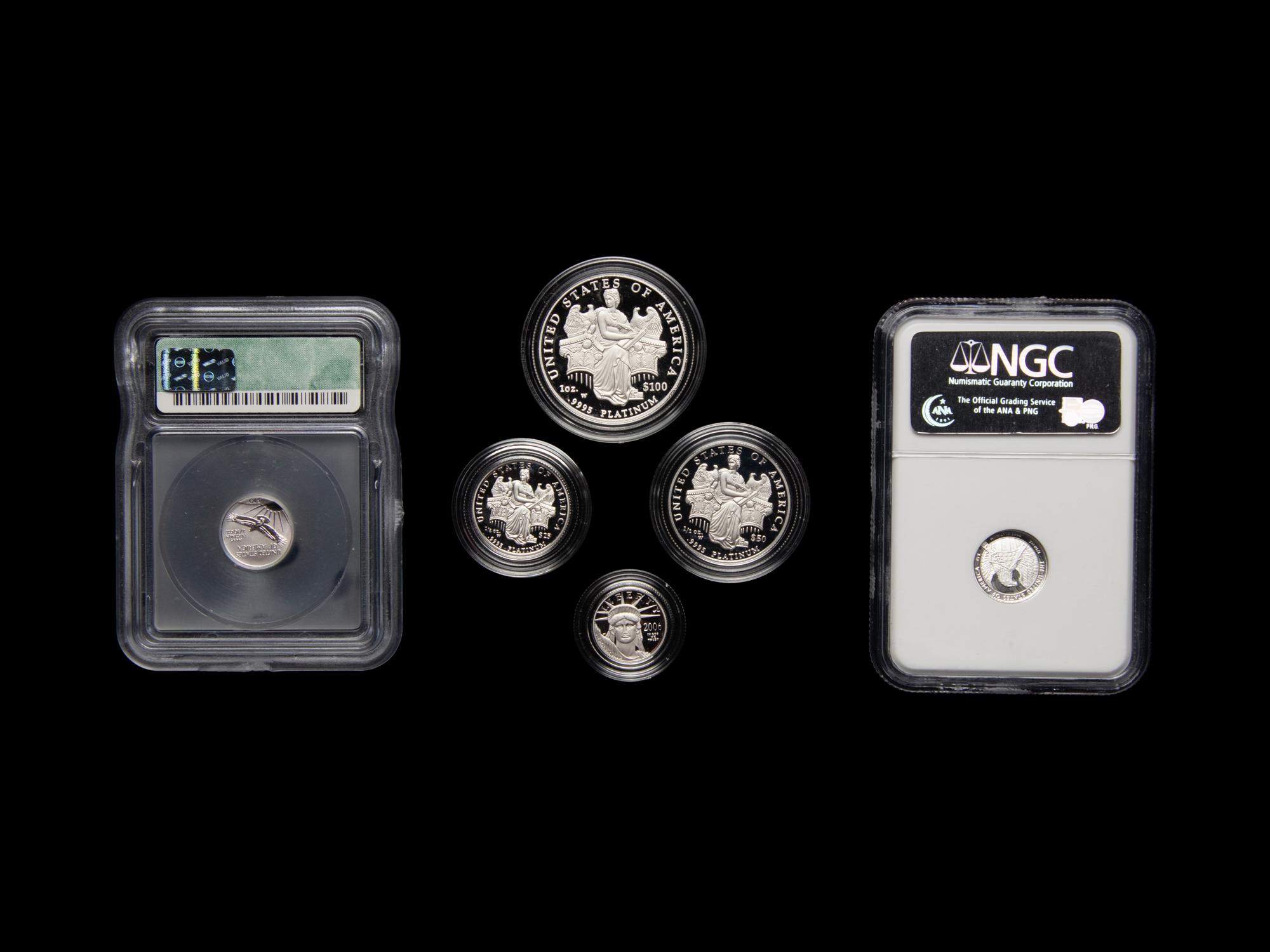 A Group of Six Platinum Eagle Proof and Mint Coins