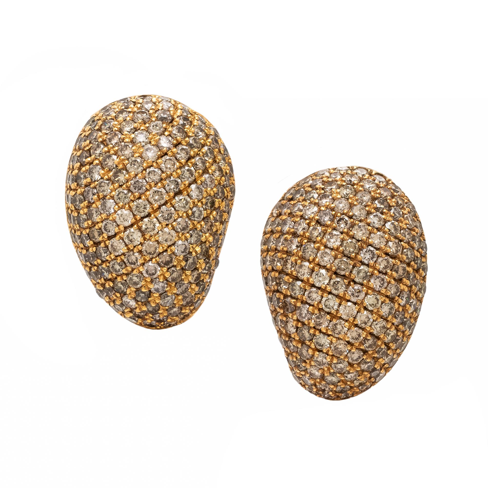 Yvel, Baroque Cultured Pearl, Colored Diamond, and Yellow Gold Convertible Earrings