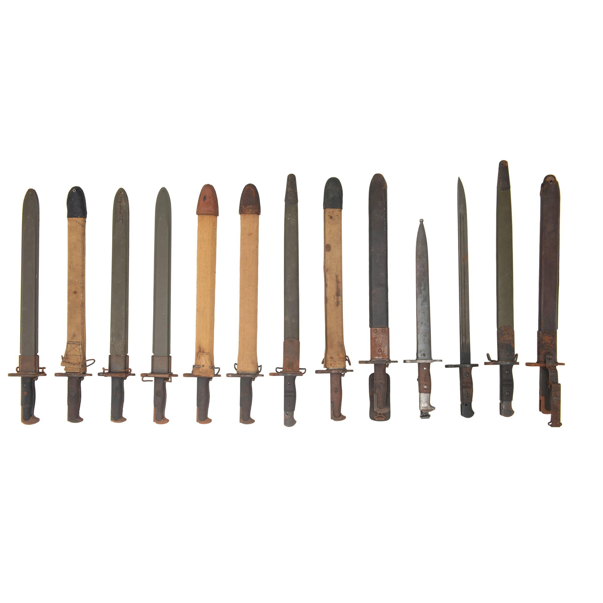 Lot of 13 WWI-era U.S. Bayonets: Including Winchester M1917, and Nine M1905 Bayonets