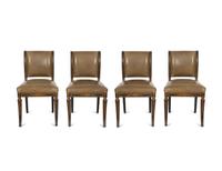 A Set of Four English Regency Style Ebonized and Parcel Gilt Mahogany Dining Chairs