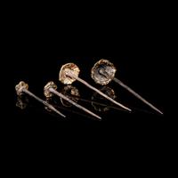 Four Chinese Silver Gilt 'Floral' Hairpins, Zan, Ming Dynasty 明 花卉紋金裹頭銀錐腳簪四支