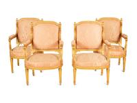 A Set of Four Louis XVI Style Giltwood Fauteuils — Late 19th/Early 20th Century