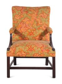 An English Mahogany Library Armchair