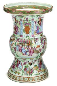 Chinese Export porcelain Rose Mandarin Gu form vase 19th century