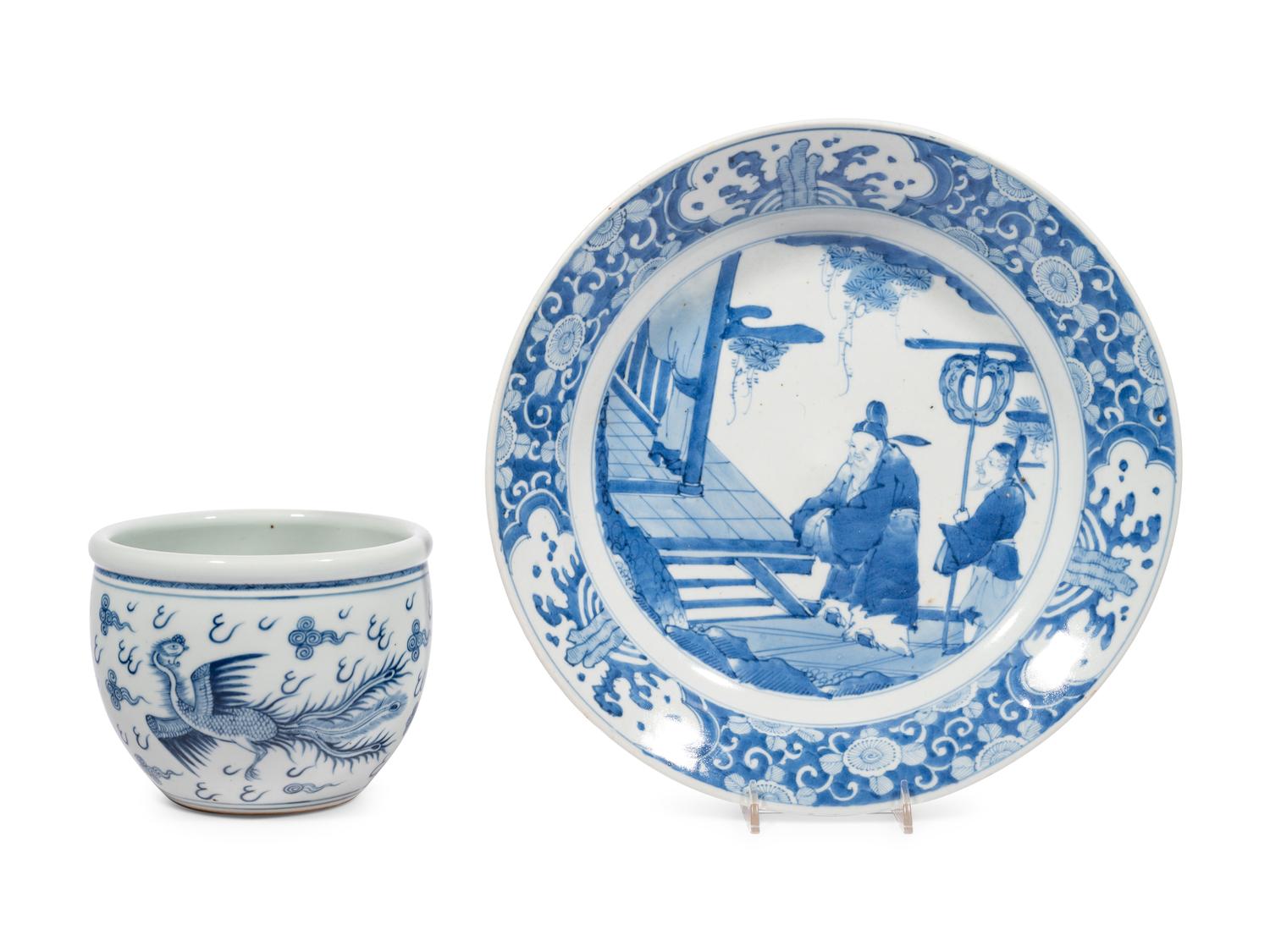 Two Chinese Blue and White Porcelain Articles