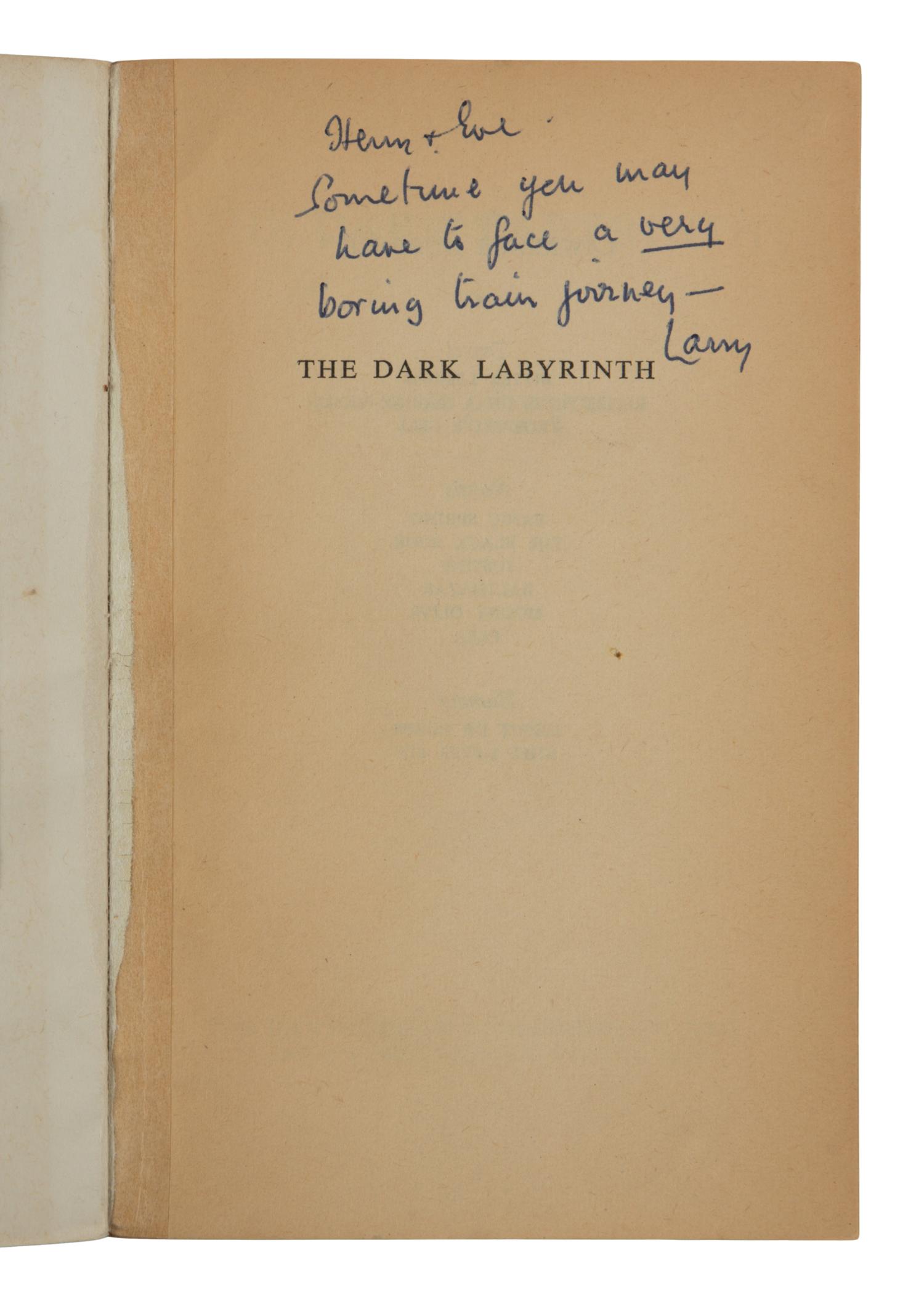 DURRELL, Lawrence (1912-1990). A group of 7 titles from Henry Miller's library, SEVERAL INSCRIBED BY DURRELL, comprising: