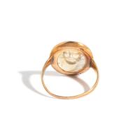 A Roman Citrine Ring Stone with the Bust of a Youthful Satyr — Set in a gold ring