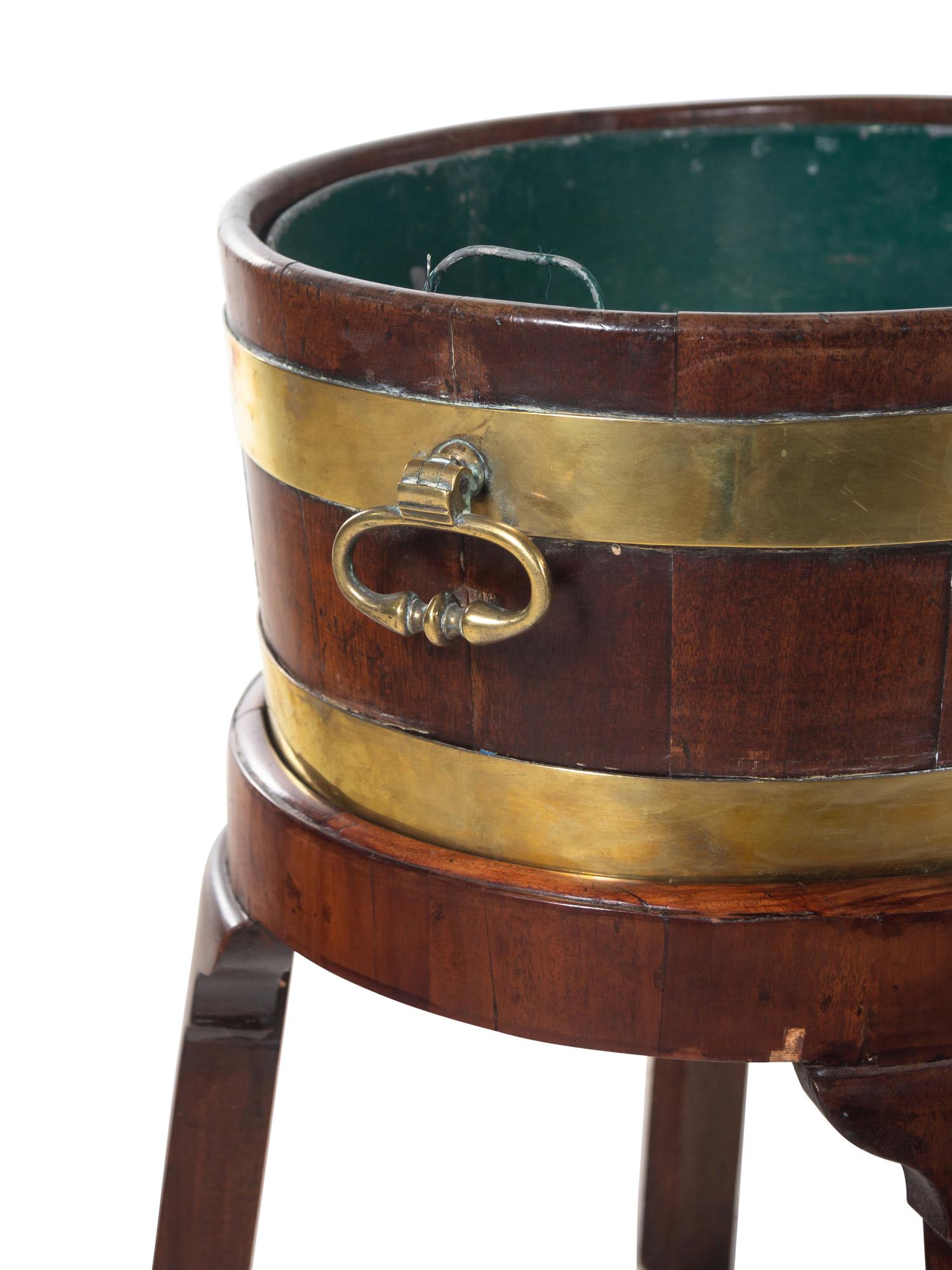 A George III Brass Banded Mahogany Wine Cooler