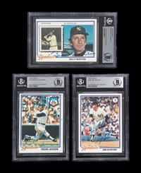 A Group of 1978 Topps New York Yankees Signed Autograph Baseball Cards Including Billy Martin (Beckett Authentication Services BAS Certified),