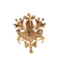 ART NOUVEAU, YELLOW GOLD, DIAMOND AND POLYCHROME ENAMEL PENDANT