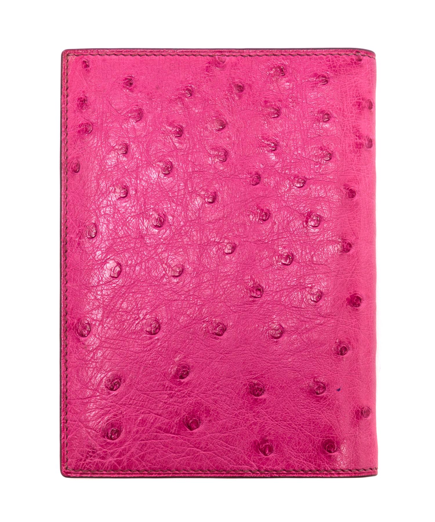 An Hermes Fuschia Ostrich Leather GM Agenda, 3.5" x 5".
