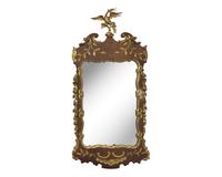 A Fine George II Carved and Engraved Parcel-Gilt Walnut Mirror, Circa 1750