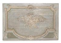 Two French Carved and Painted Pine Overdoor Panels