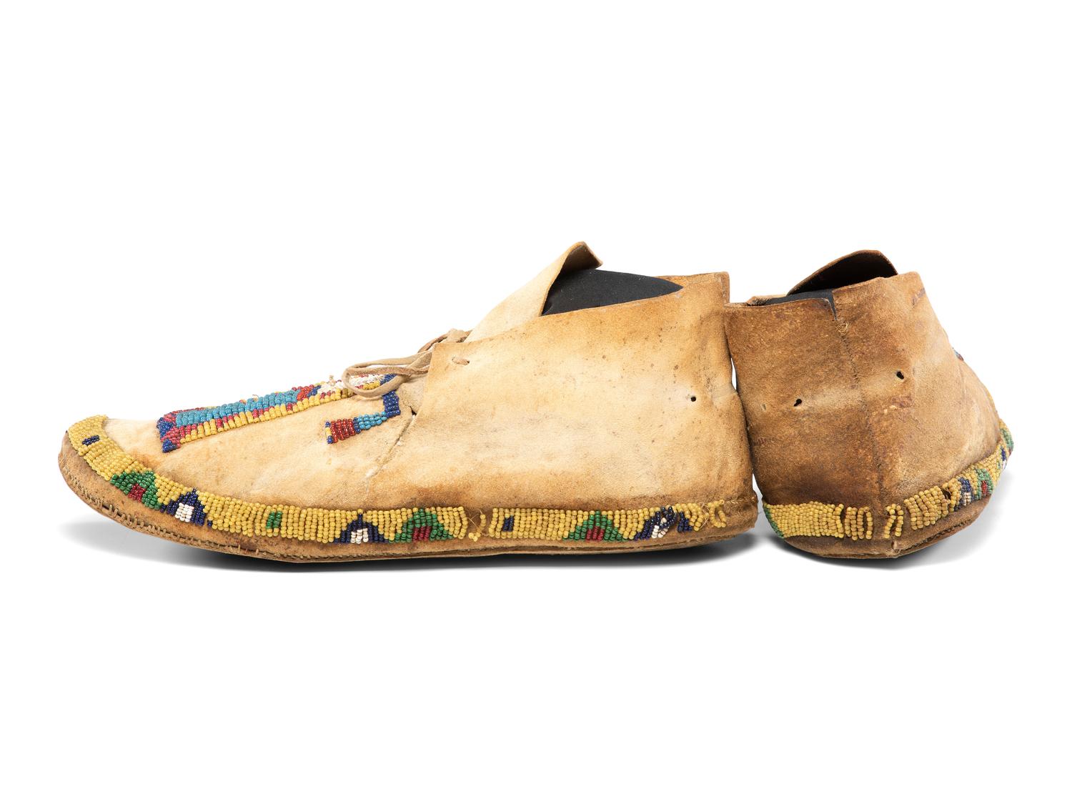 Northern Plains Beaded Hide Moccasins
