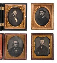 [EARLY PHOTOGRAPHY]. A group of 25 daguerreotype and ambrotype portraits of men with interesting hairstyles and facial hair, including: