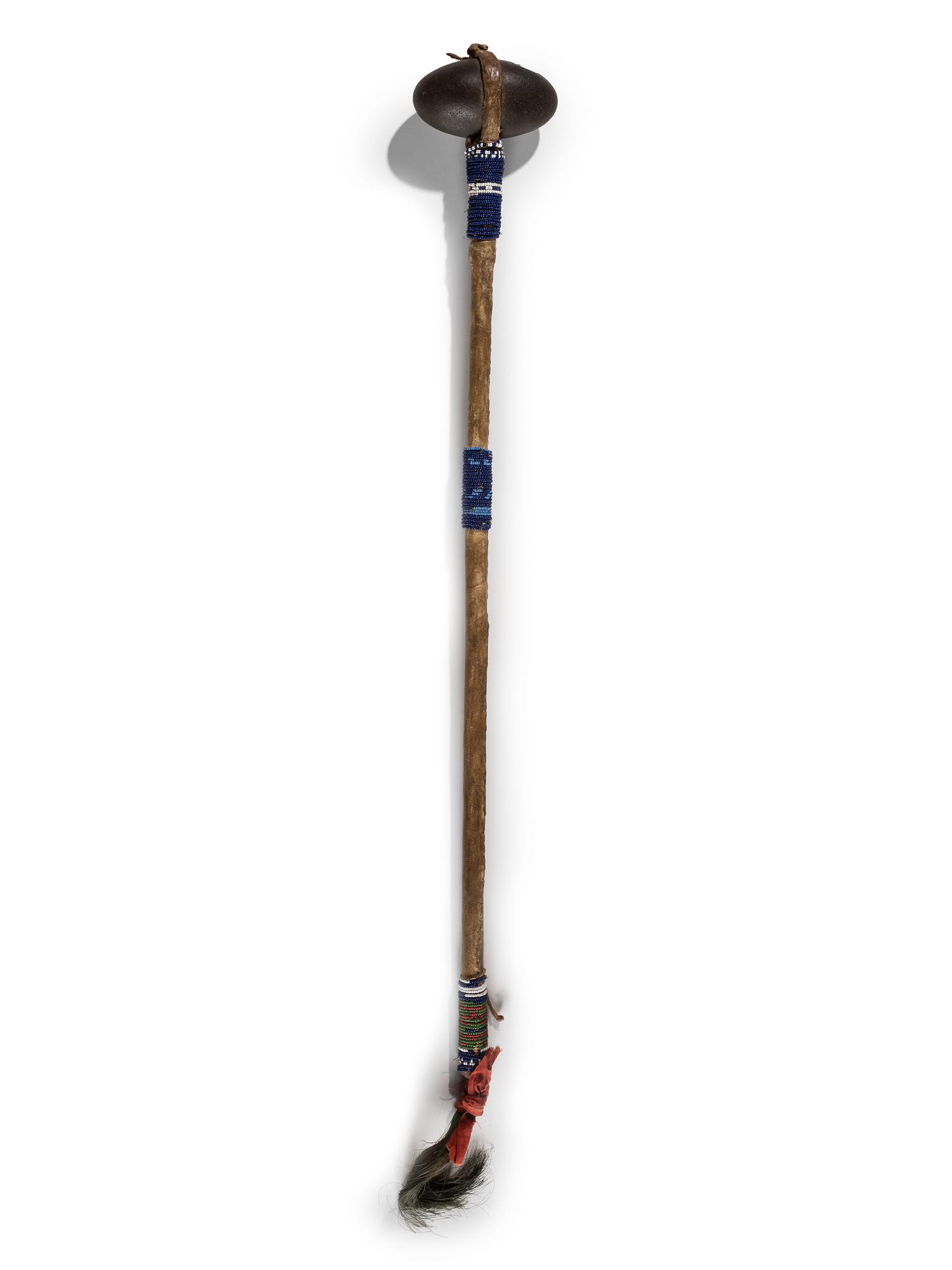 Plains Stone Club, with Beaded Handle