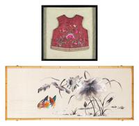 Two Chinese Embroidered Silk Articles