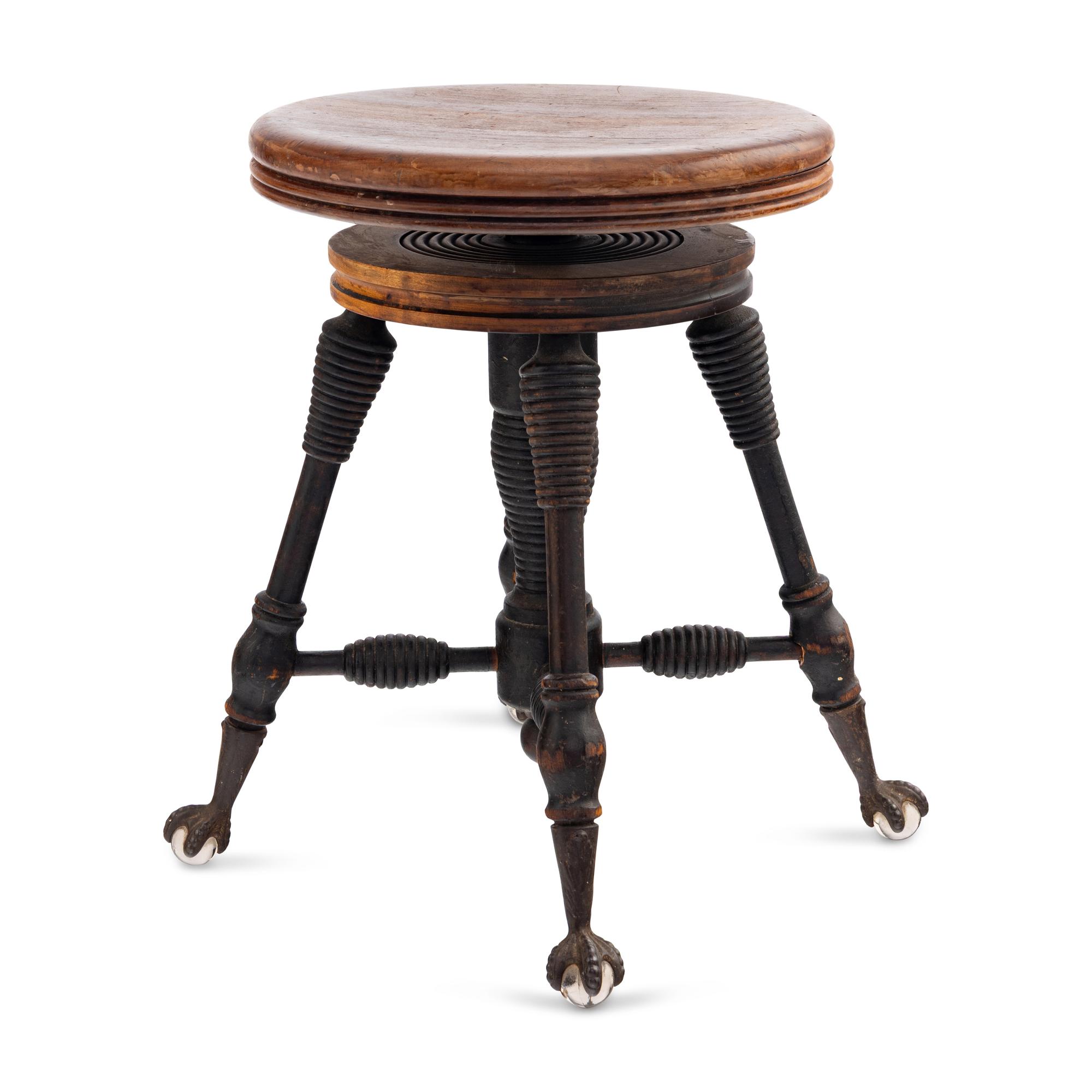 An American Oak Piano Stool