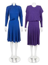 Two Knit Designer Dresses: One Jean Muir, One Sonia Rykiel, 1980s