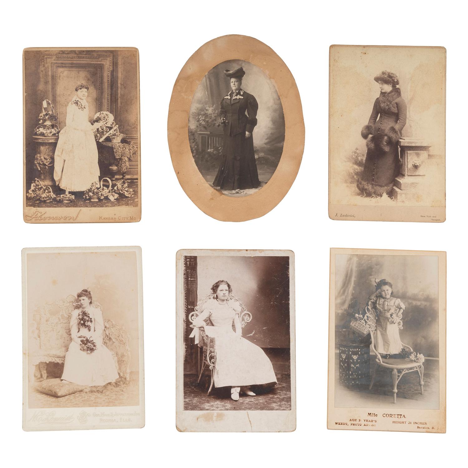 [EARLY PHOTOGRAPHY - PORTRAITURE]. A group of portraits of women, comprising: