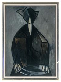 Figura Seduta, Fondo Nero (Sitting Figure: Black Background) , 1950