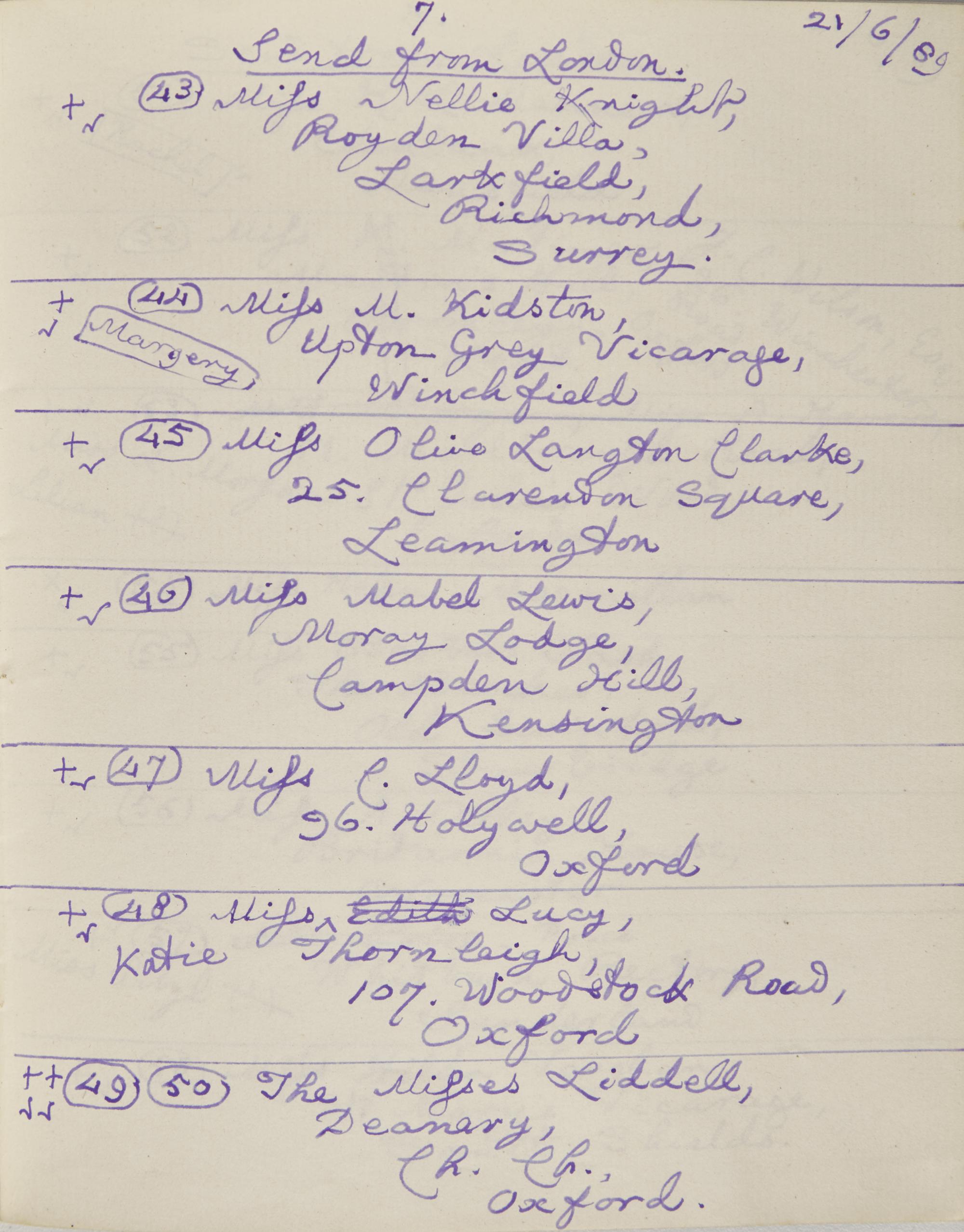 Carroll, Lewis (Charles Lutwidge Dodgson) Autograph Register Listing Recipients of Presentation Copies of "The Nursery Alice"