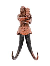 Three Black Forest Carved Wood Whip Hooks