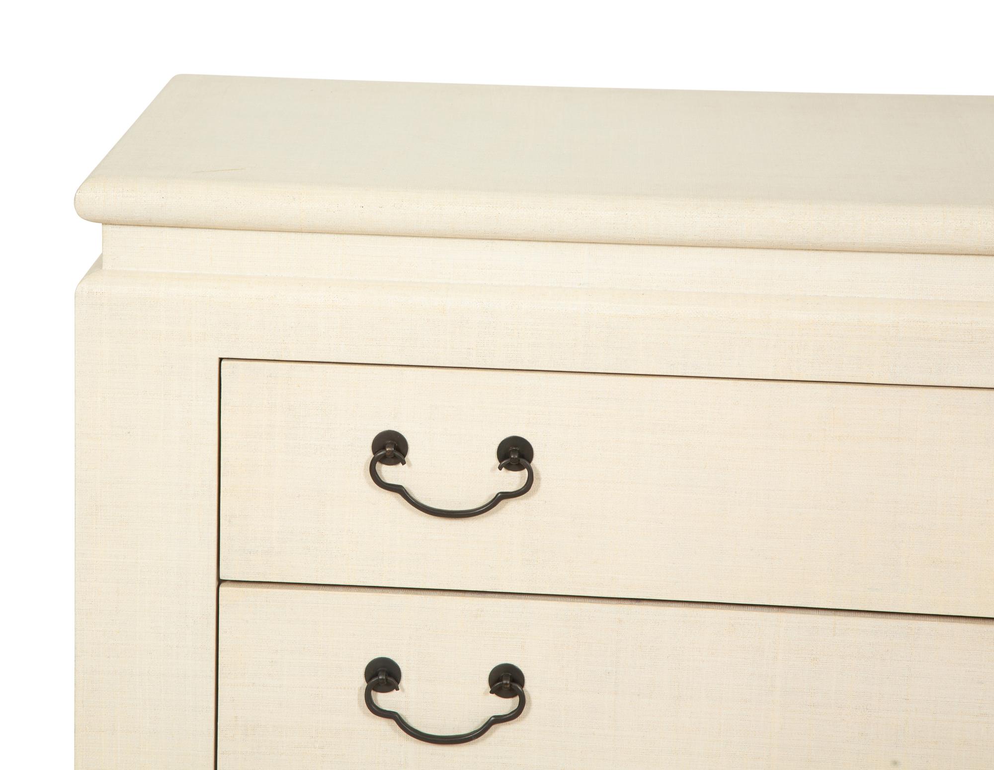 A Painted Raffia Chest of Drawers in the Manner of Karl Springer