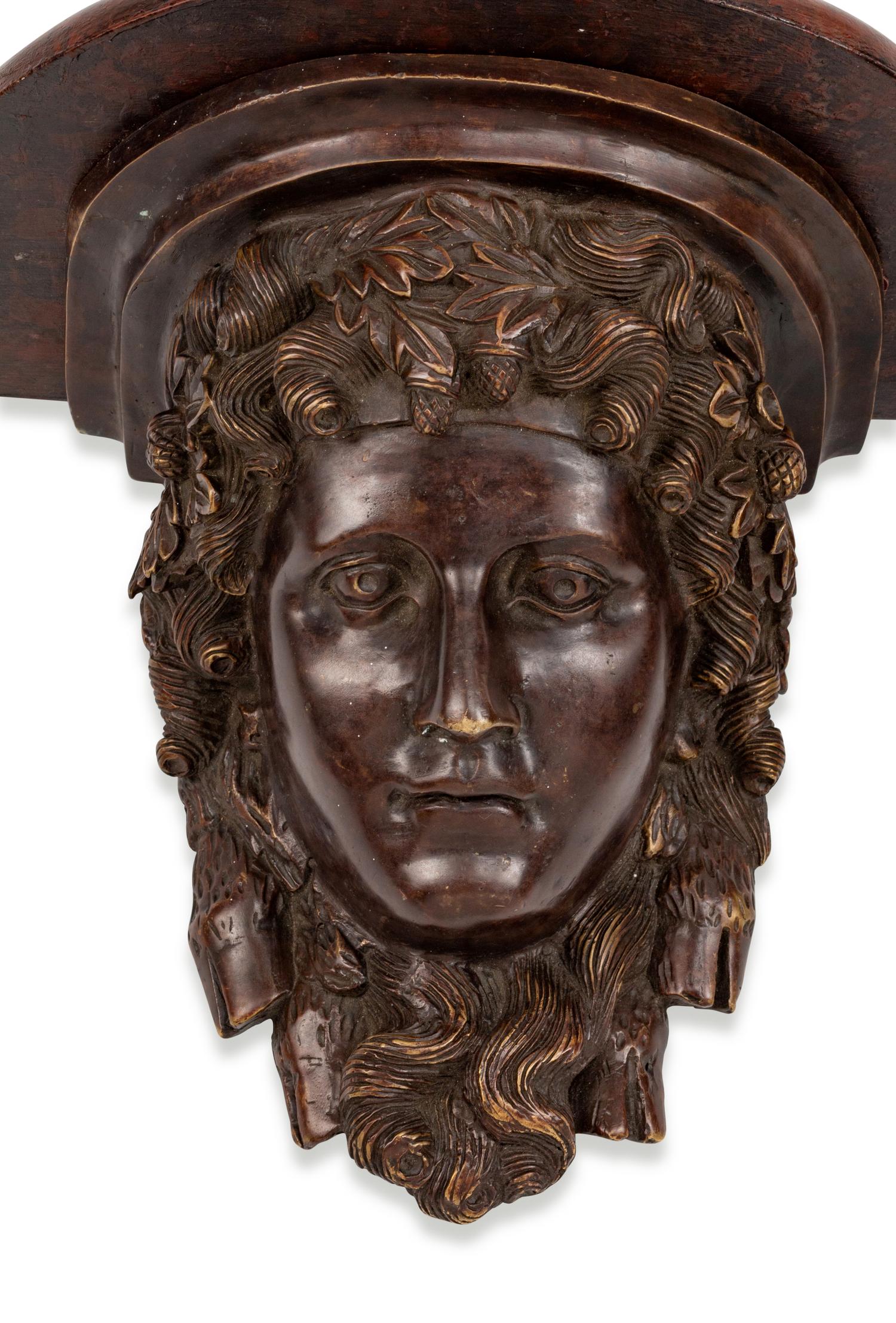 A Pair of Neoclassical Style Patinated Bronze Brackets