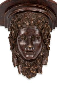 A Pair of Neoclassical Style Patinated Bronze Brackets
