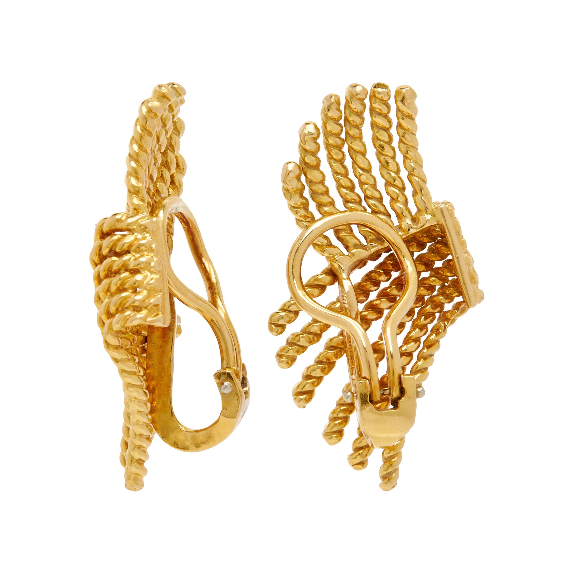 TIFFANY & CO., SCHLUMBERGER, YELLOW GOLD 'V-ROPE' CLIP EARRINGS