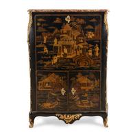 A Louis XV Gilt Bronze Mounted Black and Gold Lacquer Secrétaire à Abattant