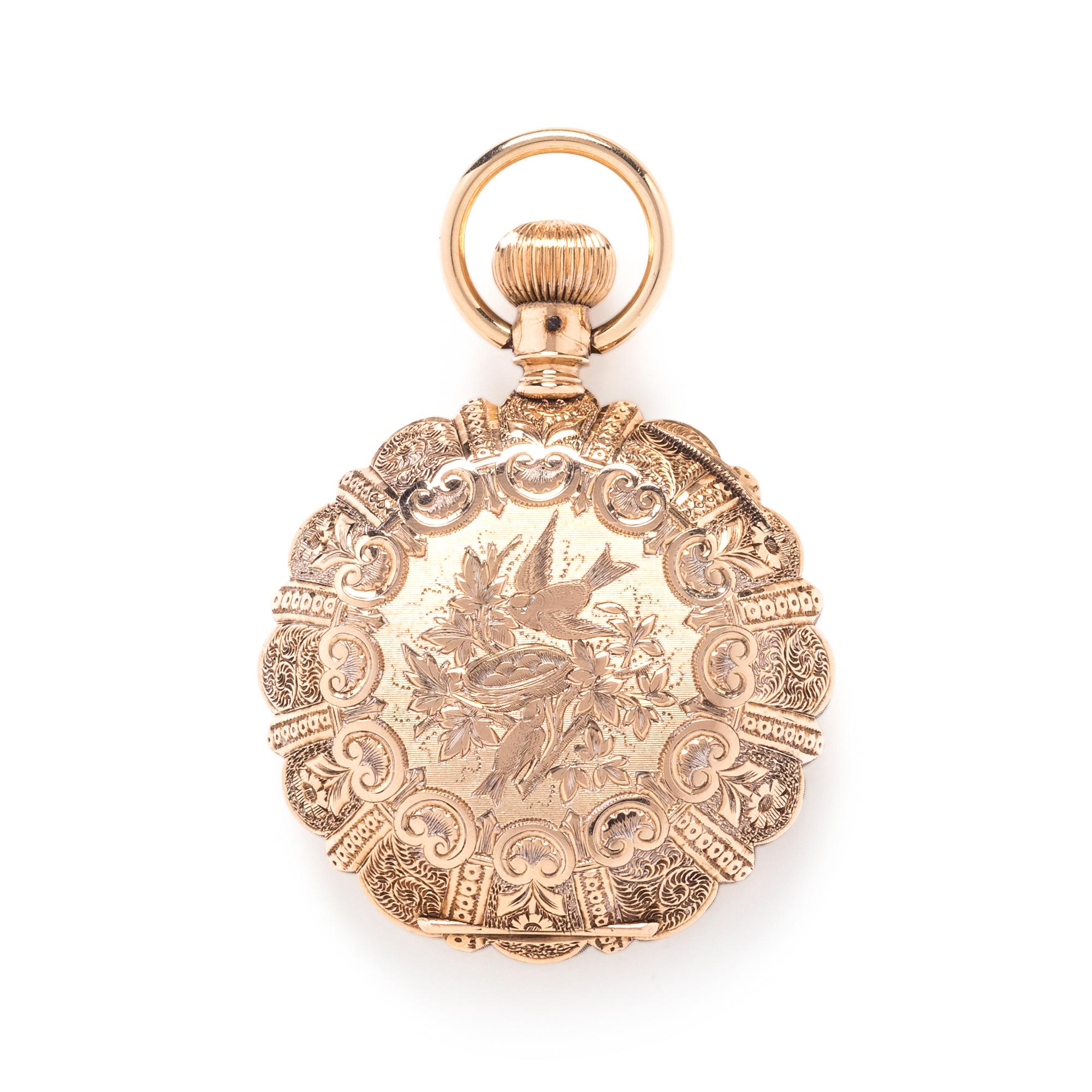 14K YELLOW GOLD HUNTER CASE POCKET WATCH