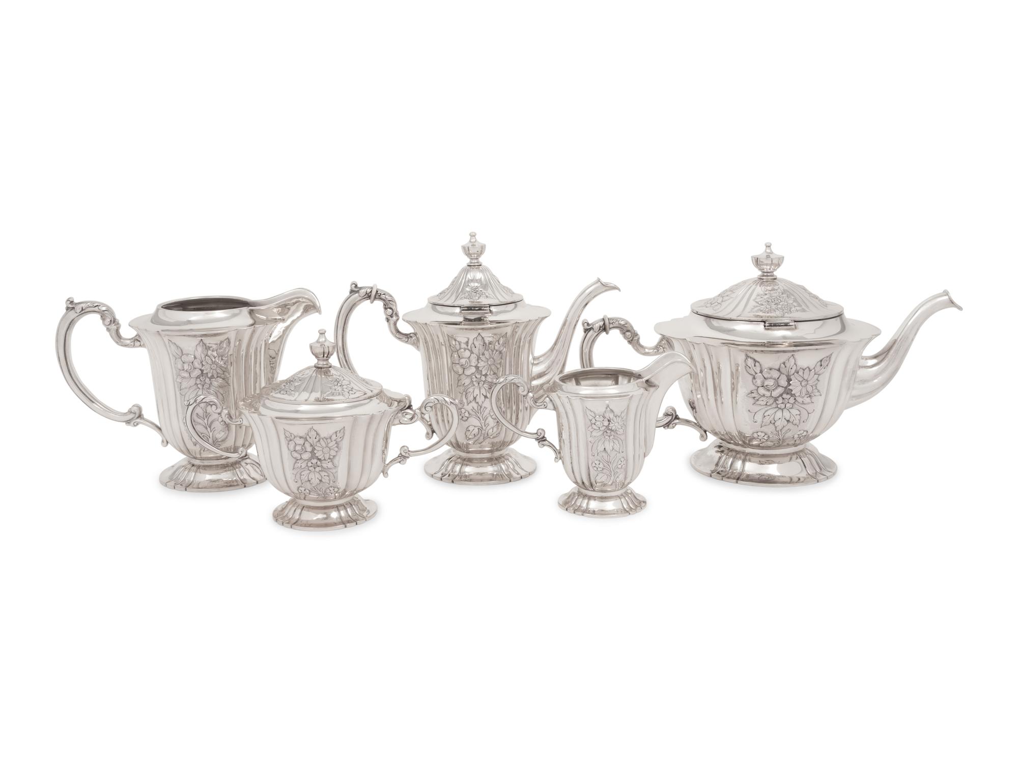 A Hungarian Five-Piece Silver Tea and Coffee Service