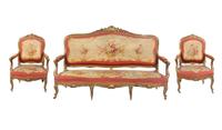 A Louis XV Style Giltwood Three-Piece Salon Suite