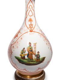 A French Painted Glass Vase Mounted as a Lamp