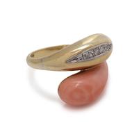 CORAL AND DIAMOND RING