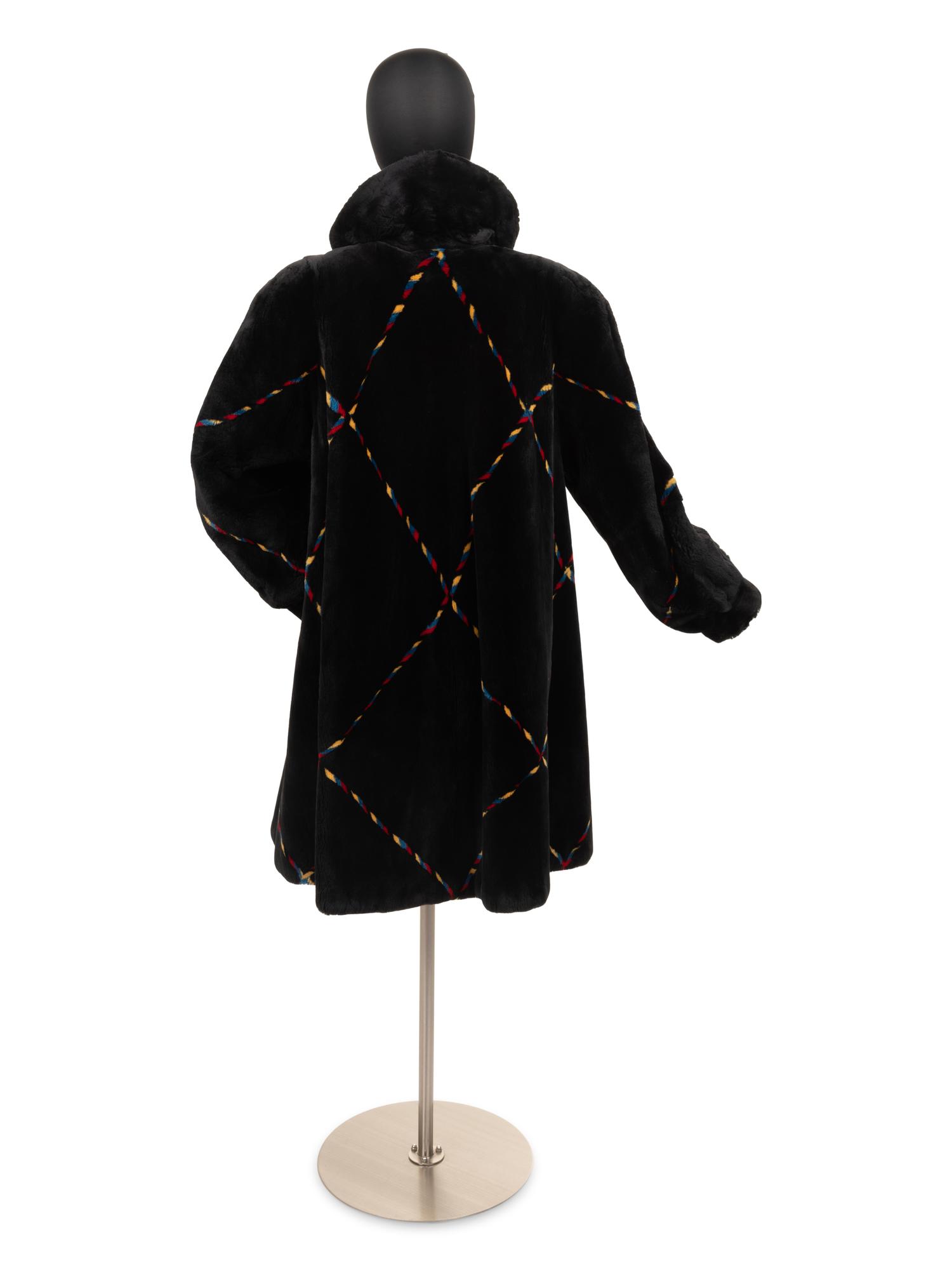 Zuki Sheared Beaver Fur Coat with Multi-Hued Stripes, 1990-2000s