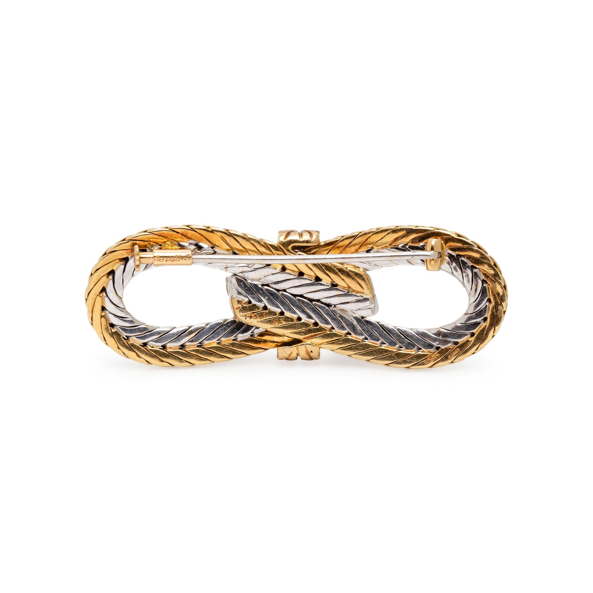 BUCCELLATI, BICOLOR GOLD KNOT BROOCH