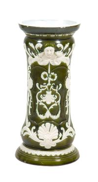 A Green Glazed Ceramic Umbrella Stand Height 24 1/2 inches.