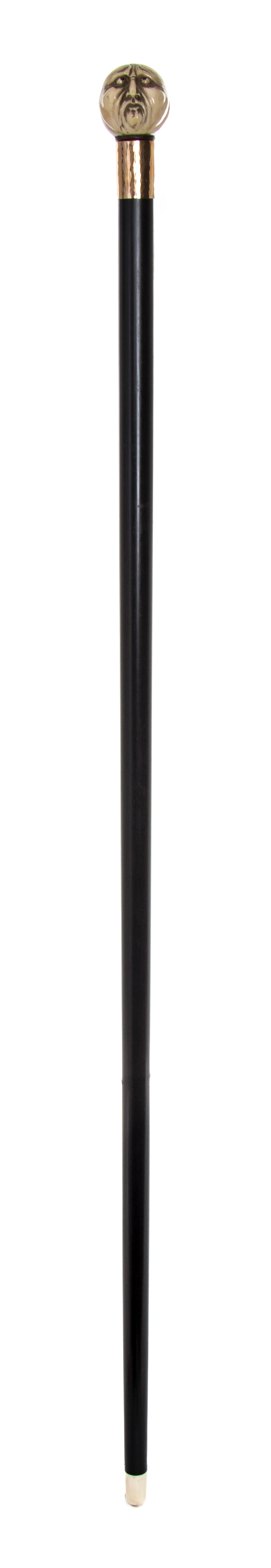 A Japanese Ivory Handled Walking Stick, Diameter of handle 1 1/2 x length overall 36 3/8 inches.