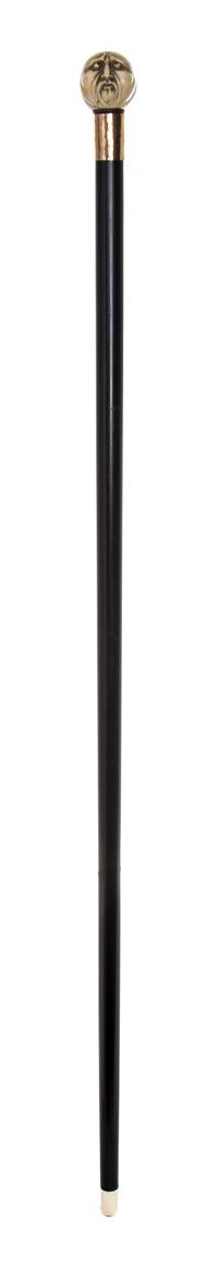 A Japanese Ivory Handled Walking Stick, Diameter of handle 1 1/2 x length overall 36 3/8 inches.