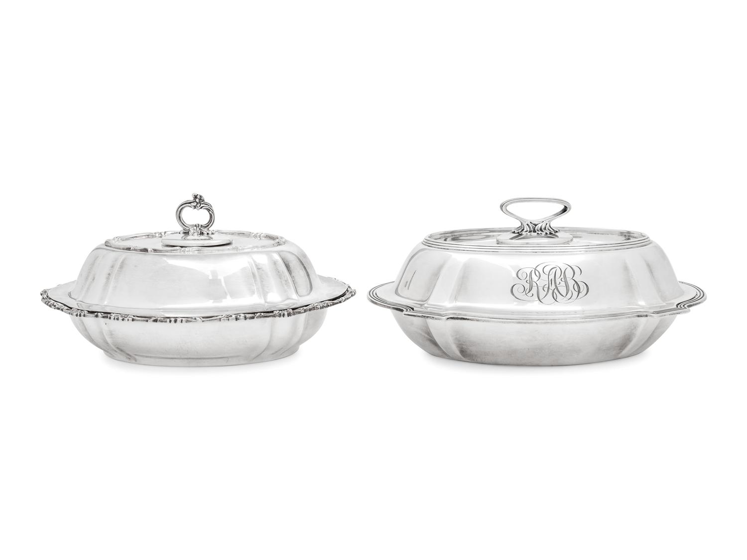 Two American Silver Covered Vegetable Dishes